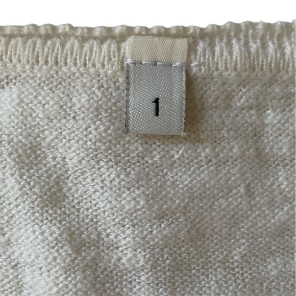 SANDRO | Hybrid Style Cream/WT Crew Neck Long Sleeve Pleated Back Sweater Sz 1/S - Picture 8 of 12